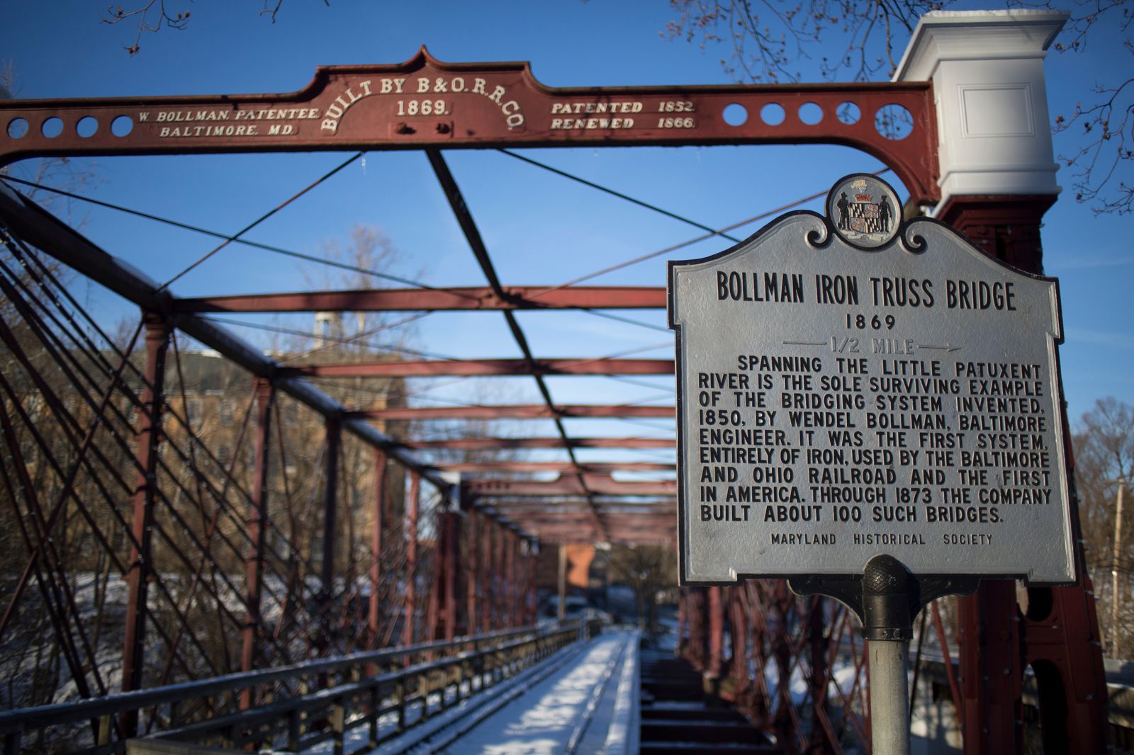 Historic Bollman Iron Truss Bridge near Savage Mill in Savage, MD